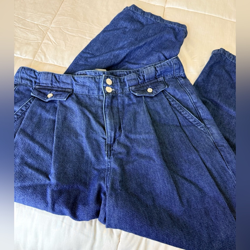 Anthropologie Pilcro Mid-Rise Pleated Trouser denim jean’s preppy baggy 29 EUC - Picture 13 of 16